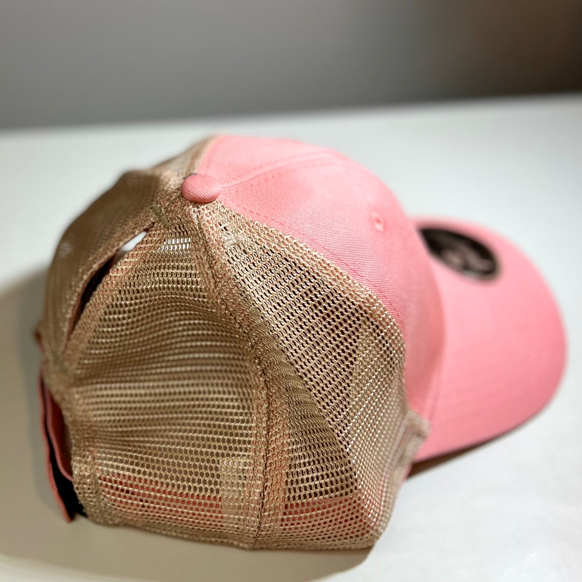 Outdoor Ladies Fit with Ponytail Mesh Back Coral - Tea Stain Hat