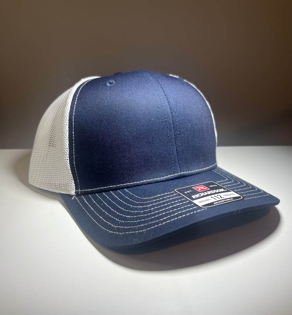 Authentic Richardson 112 Trucker 6 Panel Twill Mesh Back Split Navy/White