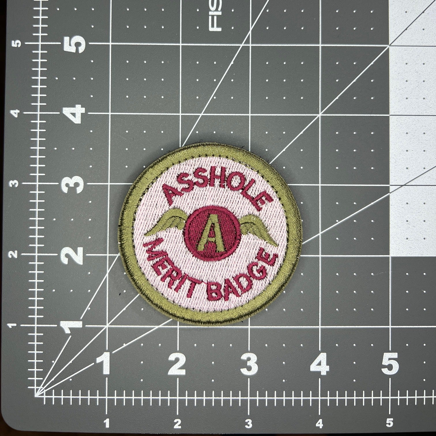 Asshole Merit Badge Patch - Burgandy/Green