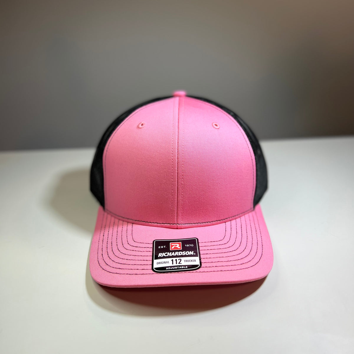 Authentic Richardson 112 Trucker 6 Panel Twill Mesh Back Split Hot Pink - Black