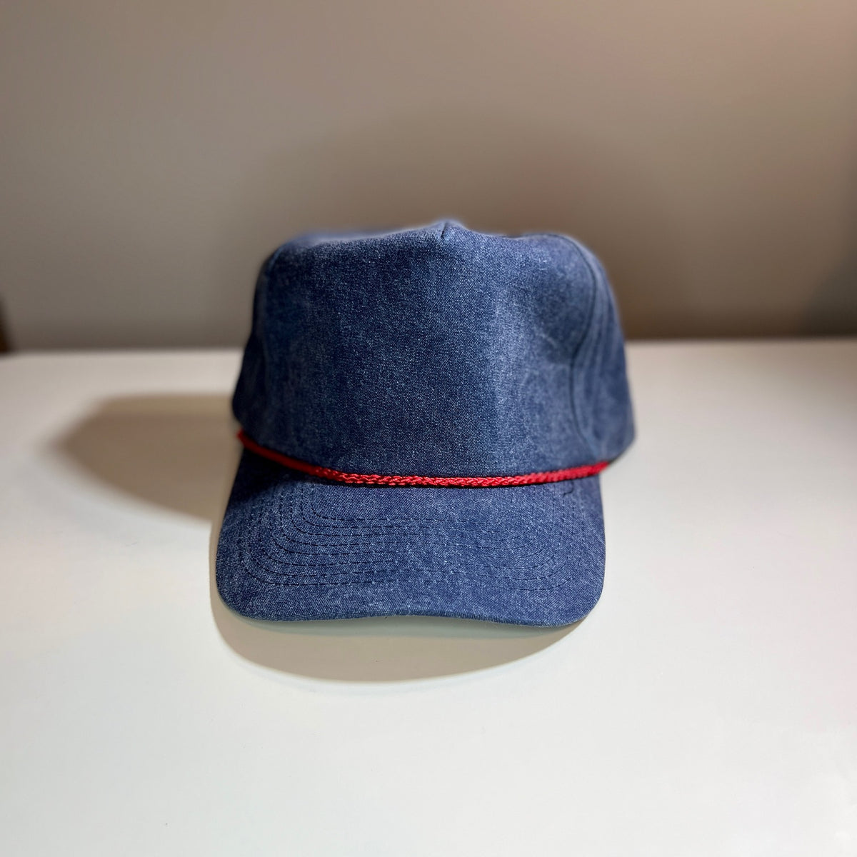 Cobra Rope Hat- Stone Wash Blue Denim/Red