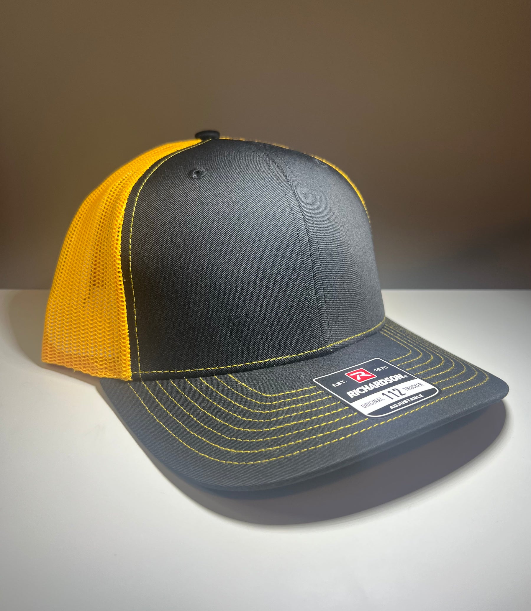 Richard R112 Authentic Richardson 112 Trucker 6 Panel Twill Mesh Back - Black/Gold
