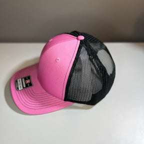 Authentic Richardson 112 Trucker 6 Panel Twill Mesh Back Split Hot Pink - Black