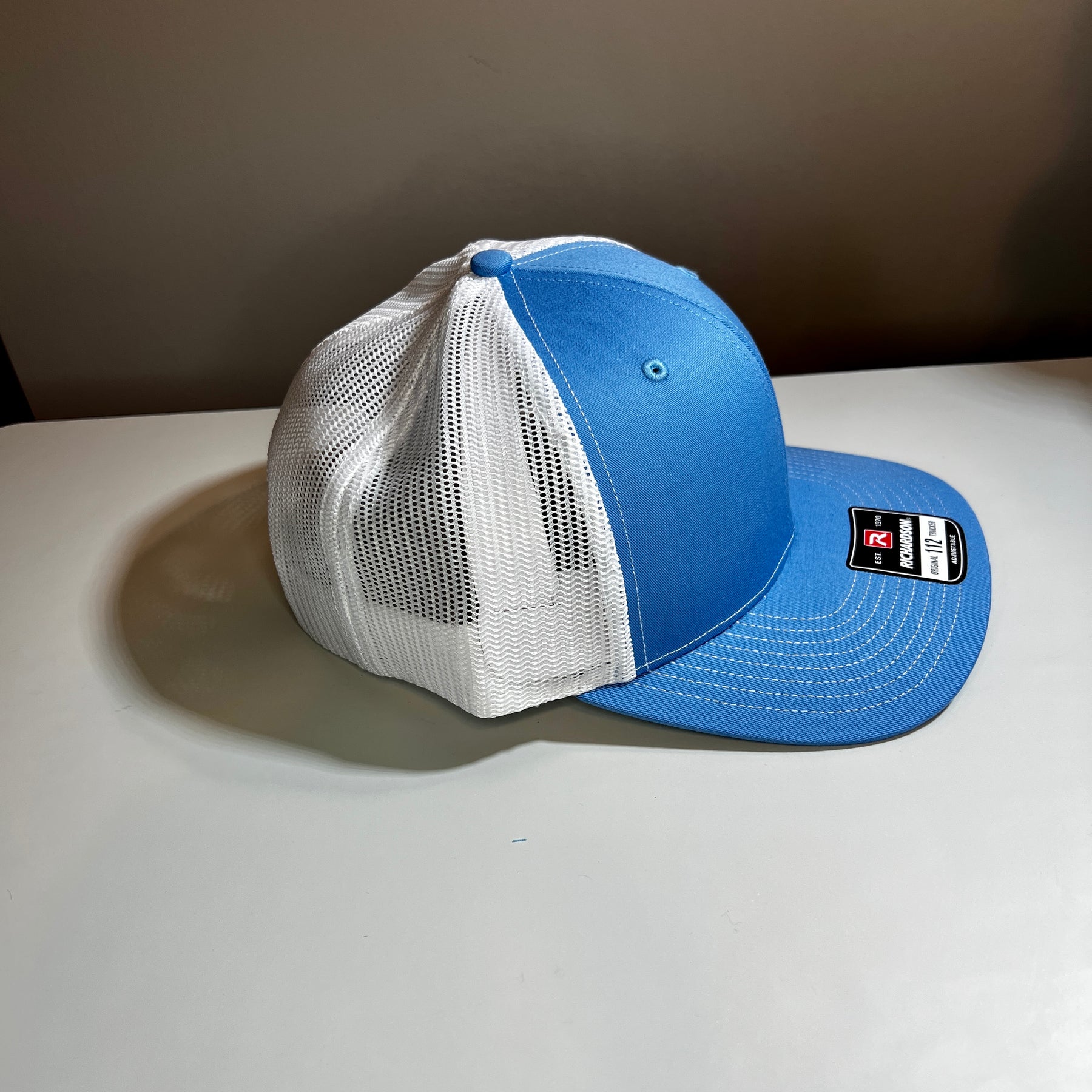 Authentic Richardson 112 Trucker 6 Panel Twill Mesh Back Split Col Blue - White